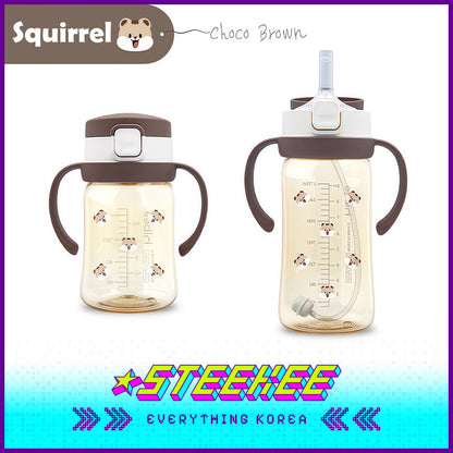 Hibee PPSU One-Touch Straw Cup Baby Water Bottle BPA-free Leak-proof Set of 2 by Steekee Korea 4322