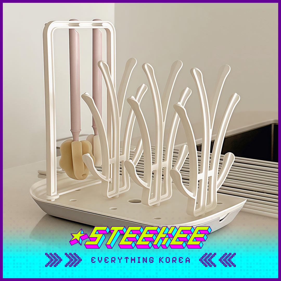 Hibee Baby Bottle Nipple Cleaning Brush Drying Rack Storage by Steekee Korea 4328
