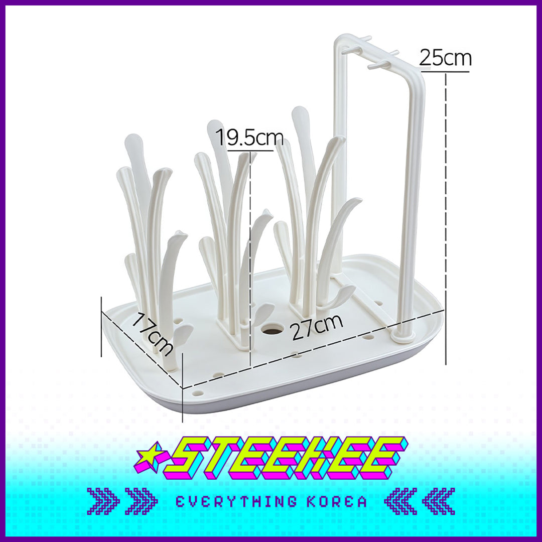 Hibee Baby Bottle Nipple Cleaning Brush Drying Rack Storage by Steekee Korea 4328