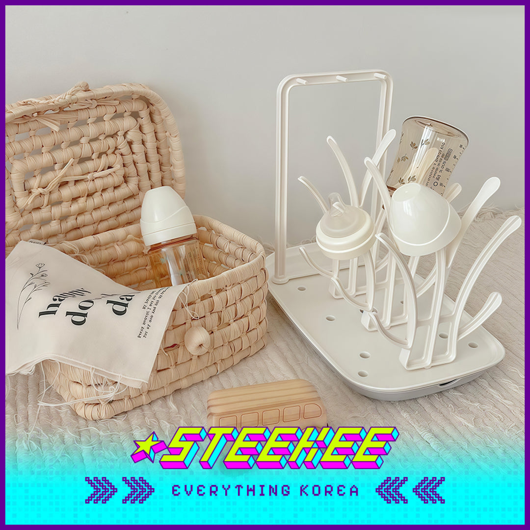 Hibee Baby Bottle Nipple Cleaning Brush Drying Rack Storage by Steekee Korea 4328