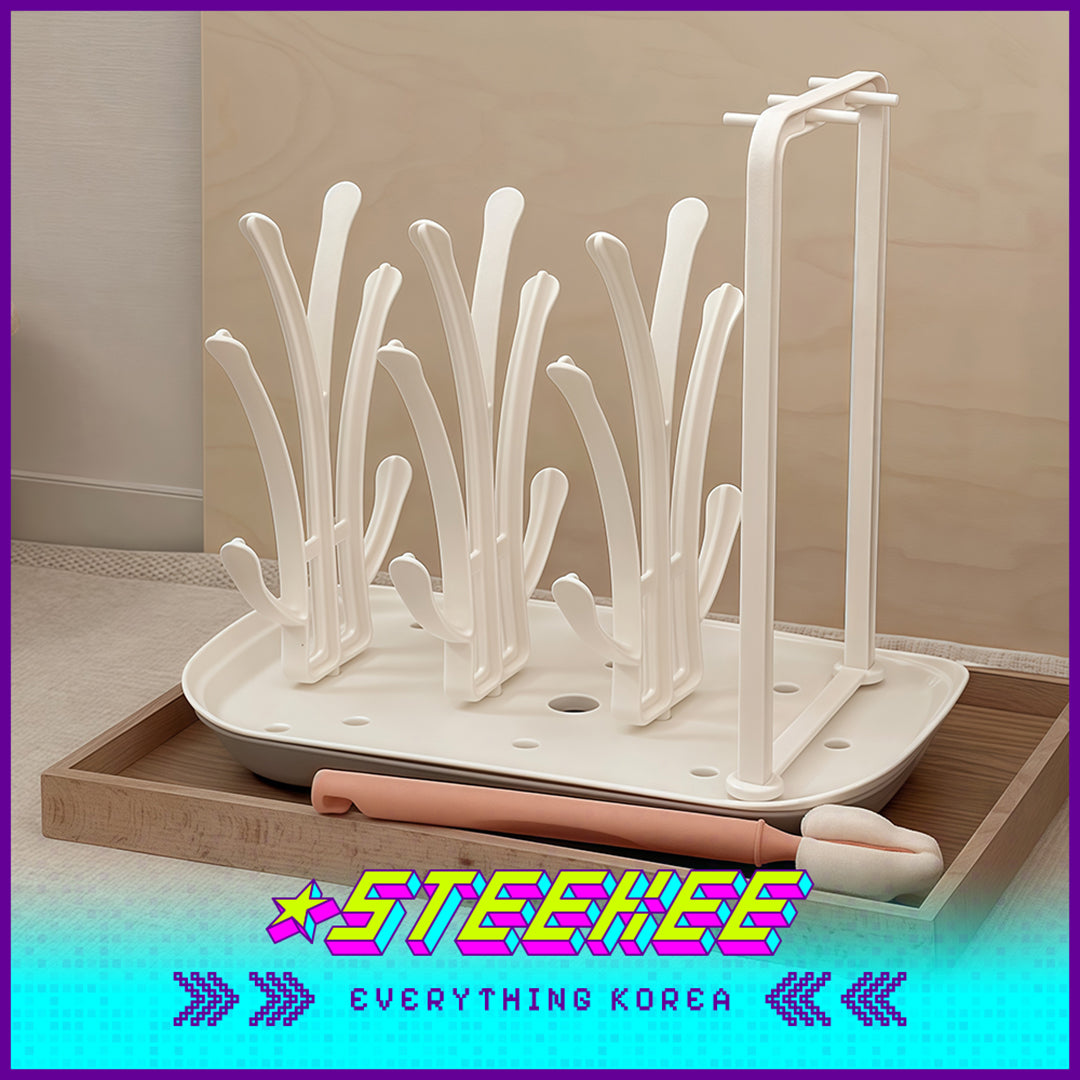 Hibee Baby Bottle Nipple Cleaning Brush Drying Rack Storage by Steekee Korea 4328