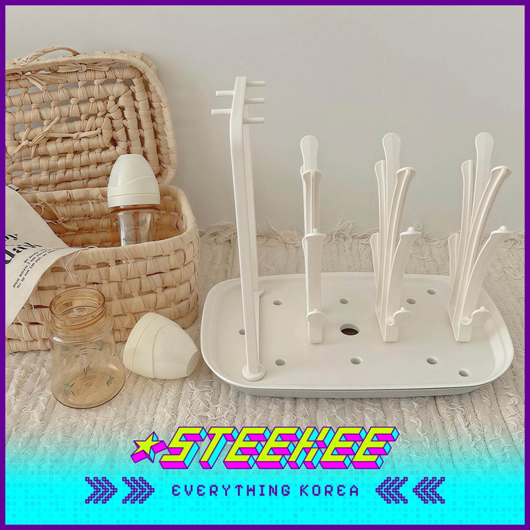 Hibee Baby Bottle Nipple Cleaning Brush Drying Rack Storage by Steekee Korea 4328