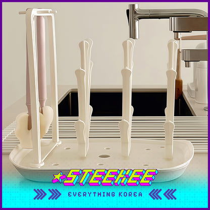 Hibee Baby Bottle Nipple Cleaning Brush Drying Rack Storage by Steekee Korea 4328