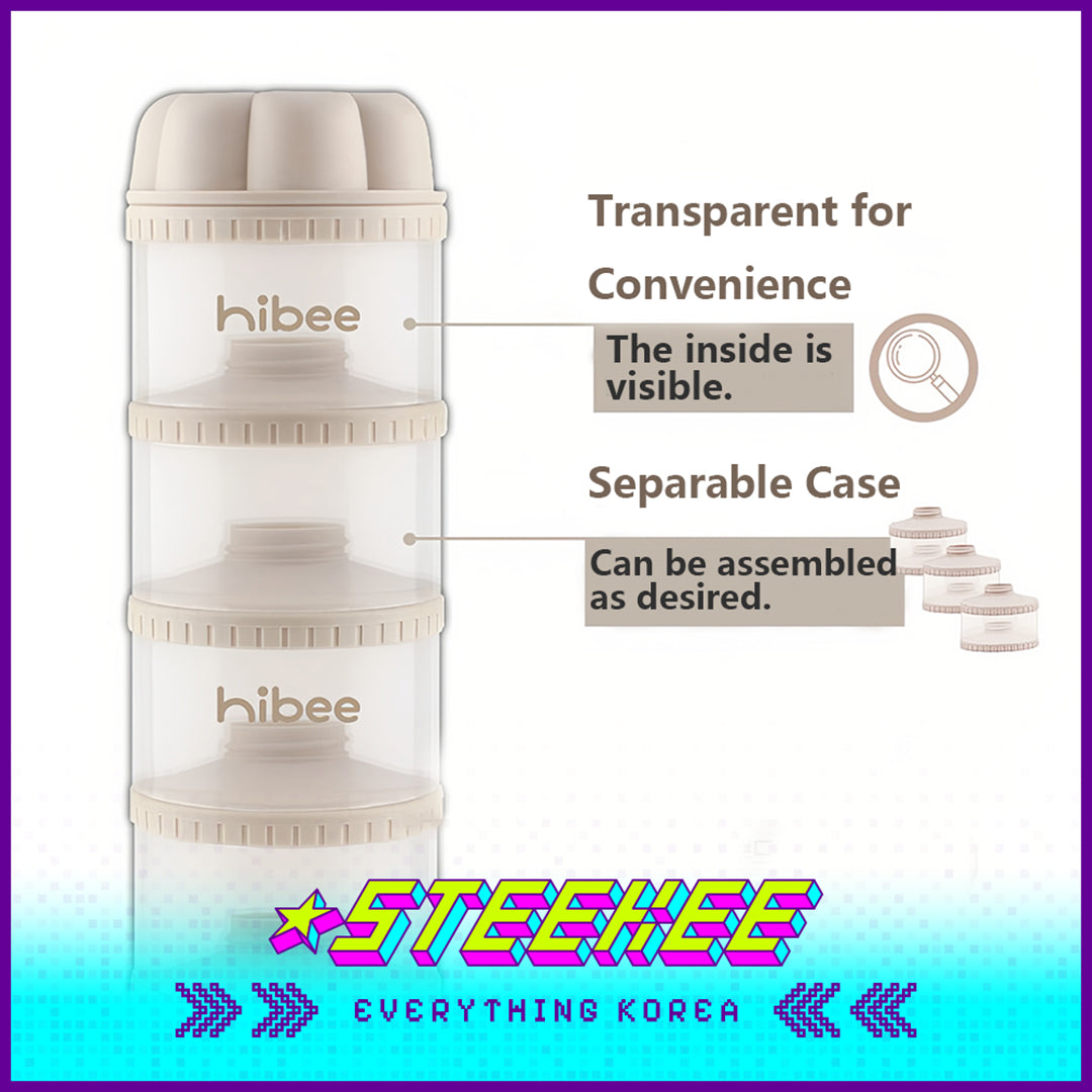 Hibee Multi-layer Stackable Antibacterial Portable Baby Milk Powder Box Dispenser Container by Steekee Korea 4329