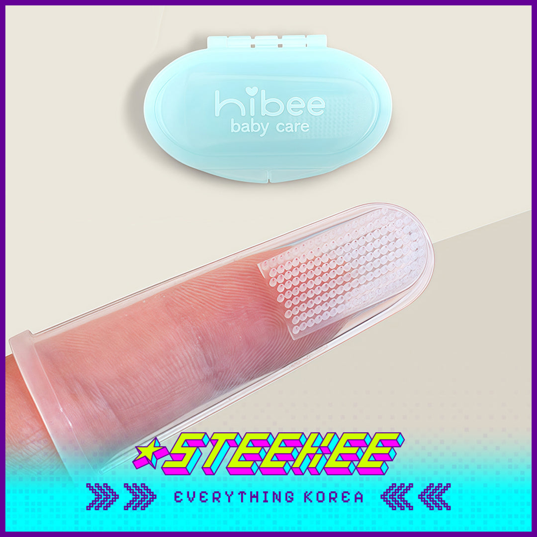 Hibee Infant Baby Silicone Finger Soft Toothbrush Oral Cleaner with Case by Steekee Korea 4330