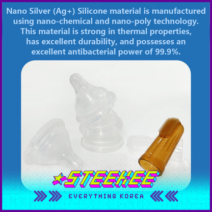 Hibee Infant Baby Nano Silver Silicone Durable Safe Finger Toothbrush Oral Cleaner with Case by Steekee Korea 4331