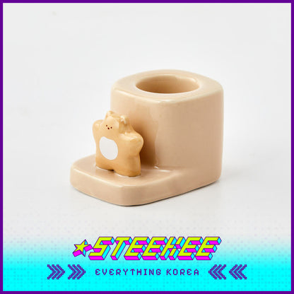 BUTTER SHOP Cute Animal Shape Ceramic Toothbrush Holder Bathroom Decoration by Steekee Korea 4336