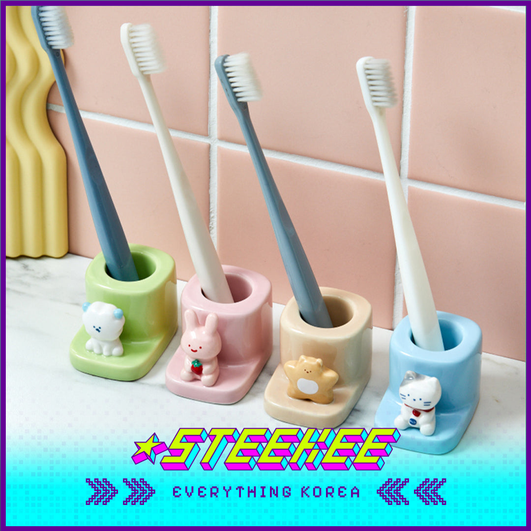 BUTTER SHOP Cute Animal Shape Ceramic Toothbrush Holder Bathroom Decoration by Steekee Korea 4336