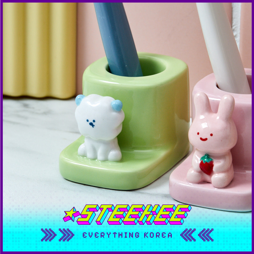 BUTTER SHOP Cute Animal Shape Ceramic Toothbrush Holder Bathroom Decoration by Steekee Korea 4336