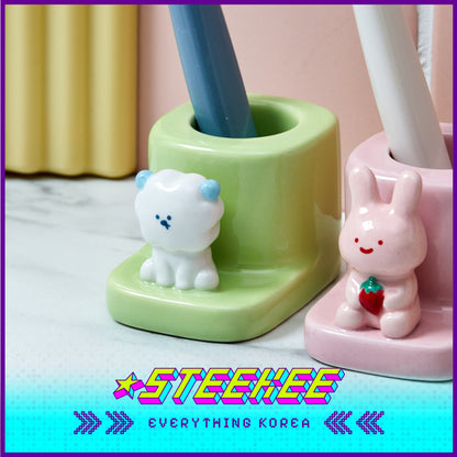 BUTTER SHOP Cute Animal Shape Ceramic Toothbrush Holder Bathroom Decoration by Steekee Korea 4336