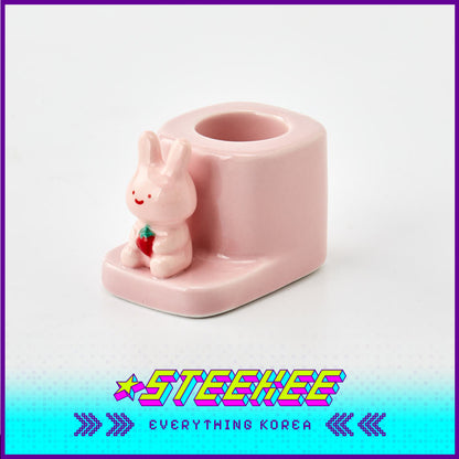 BUTTER SHOP Cute Animal Shape Ceramic Toothbrush Holder Bathroom Decoration by Steekee Korea 4336