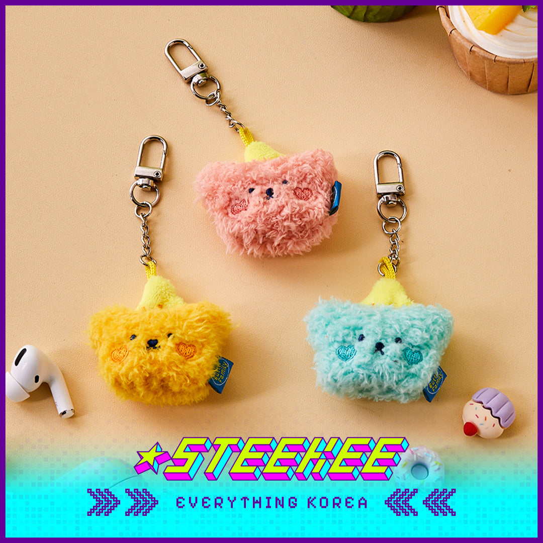 BUTTER SHOP Syrup Bear Plush Toy Face Keychain Keyring Set of 3 by Steekee Korea 4339