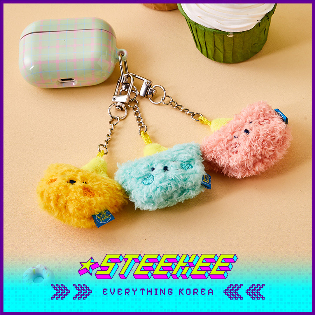 BUTTER SHOP Syrup Bear Plush Toy Face Keychain Keyring Set of 3 by Steekee Korea 4339