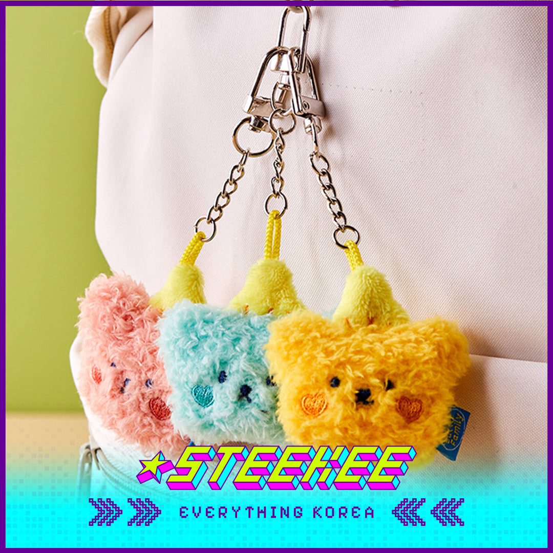 BUTTER SHOP Syrup Bear Plush Toy Face Keychain Keyring Set of 3 by Steekee Korea 4339