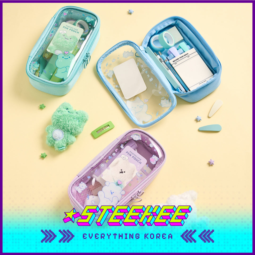 BUTTER SHOP Pastel Color Large Capacity Transparent Photo Card Pencil Case Stationary by Steekee Korea 4342