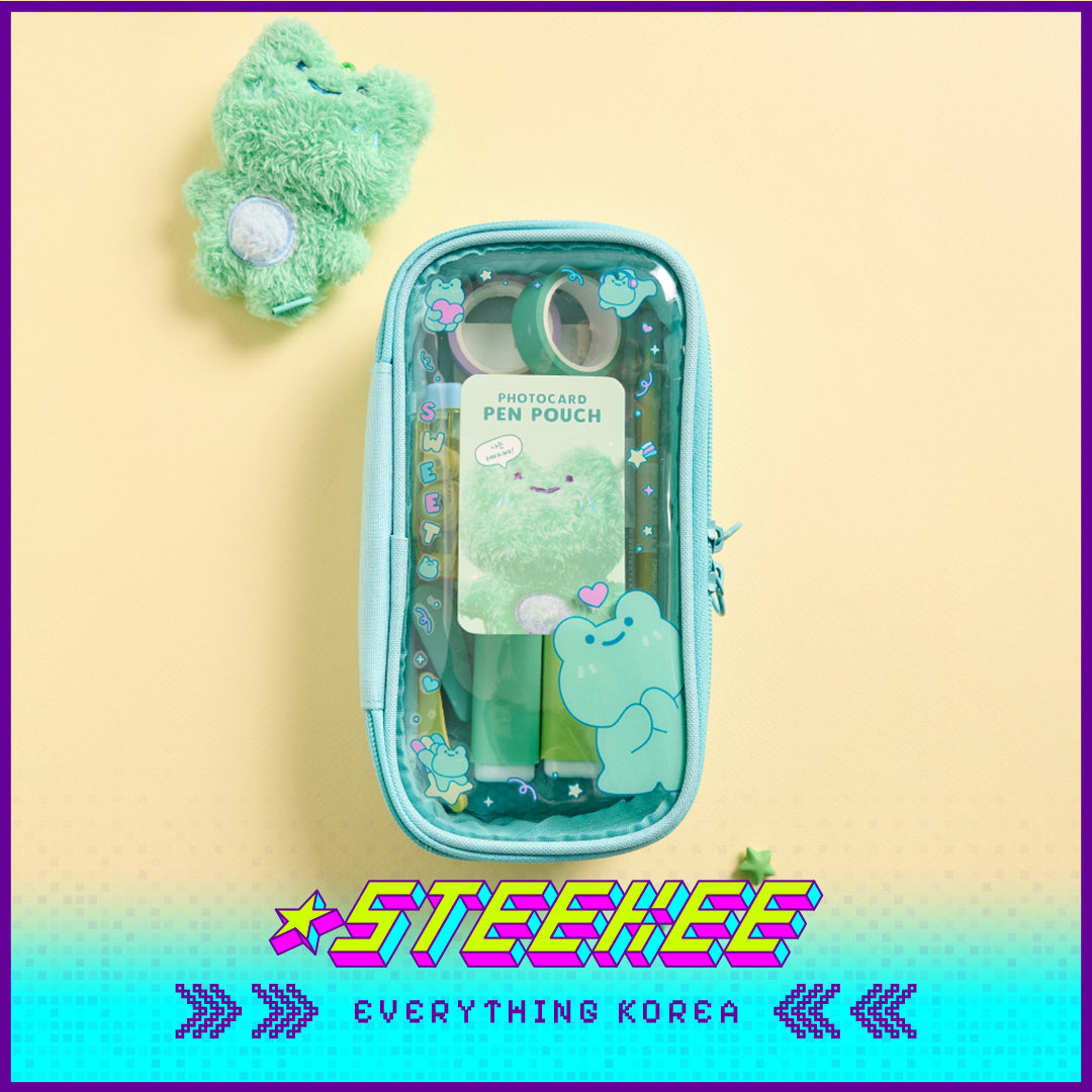 BUTTER SHOP Pastel Color Large Capacity Transparent Photo Card Pencil Case Stationary by Steekee Korea 4342