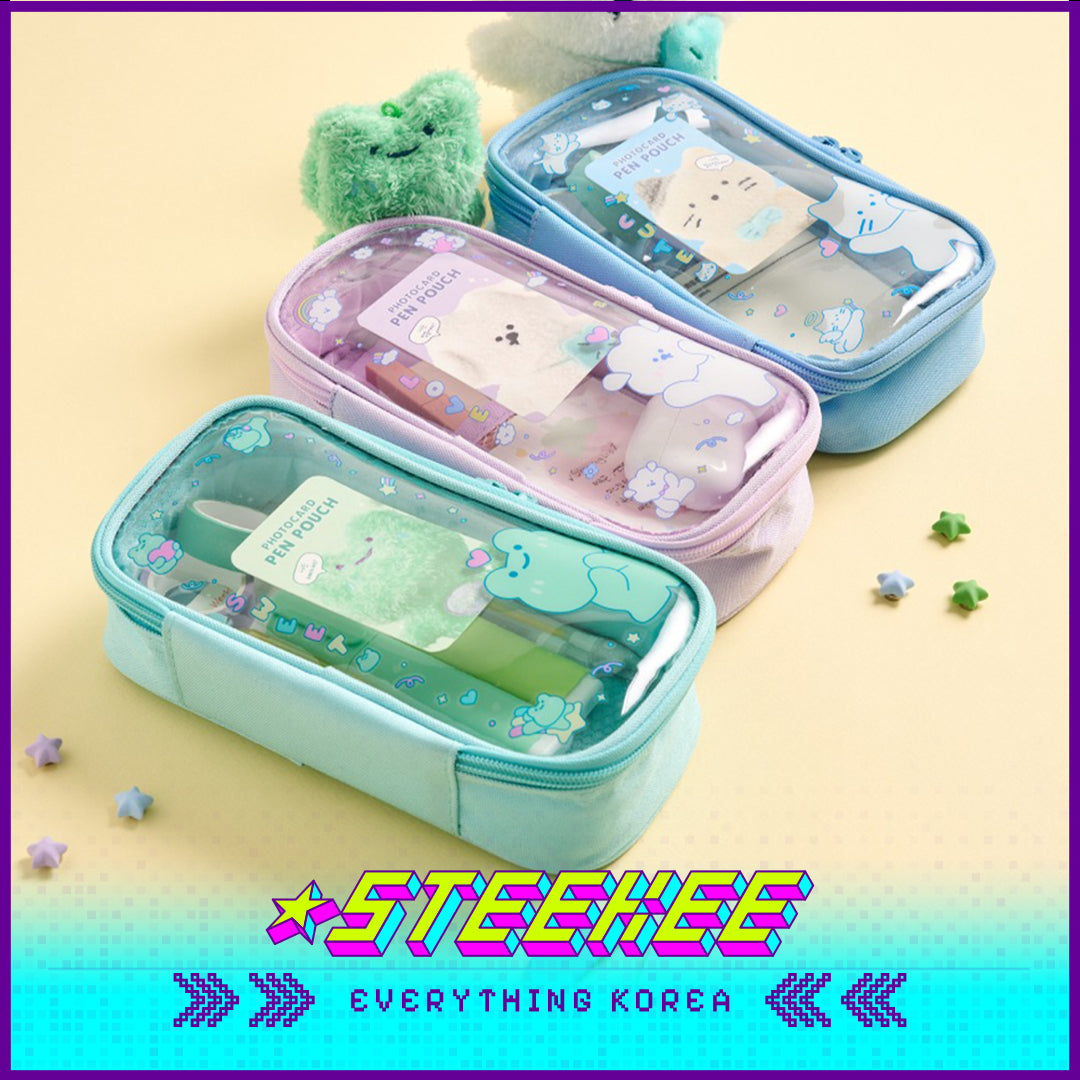 BUTTER SHOP Pastel Color Large Capacity Transparent Photo Card Pencil Case Stationary by Steekee Korea 4342