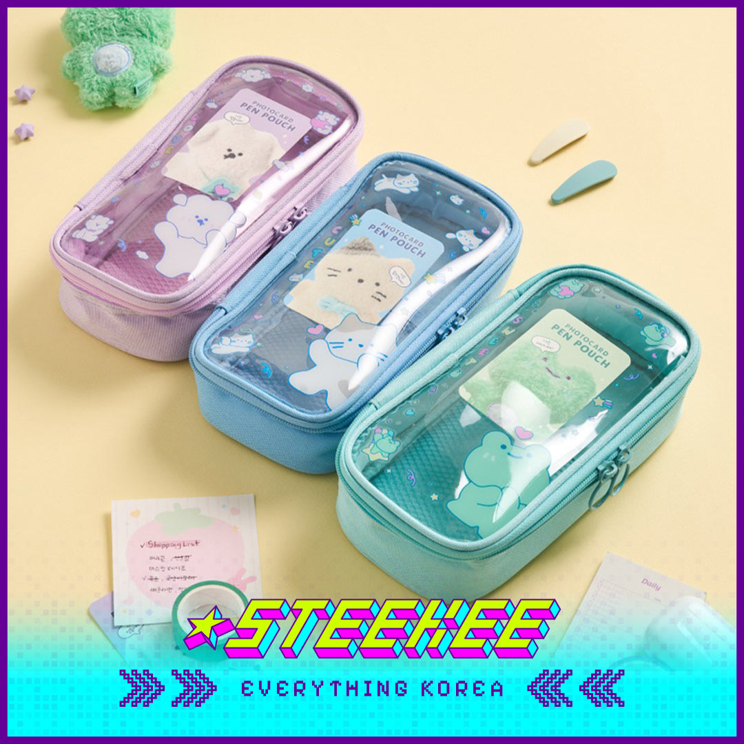 BUTTER SHOP Pastel Color Large Capacity Transparent Photo Card Pencil Case Stationary by Steekee Korea 4342