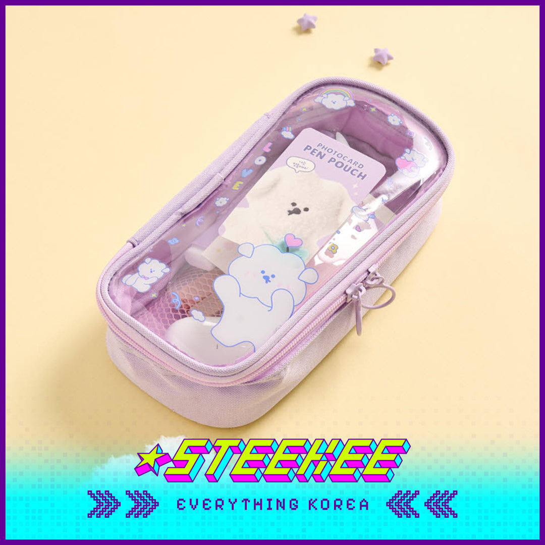 BUTTER SHOP Pastel Color Large Capacity Transparent Photo Card Pencil Case Stationary by Steekee Korea 4342