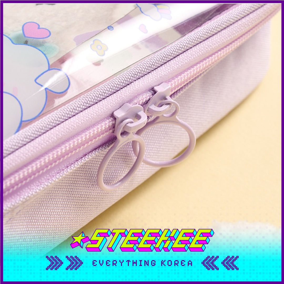 BUTTER SHOP Pastel Color Large Capacity Transparent Photo Card Pencil Case Stationary by Steekee Korea 4342