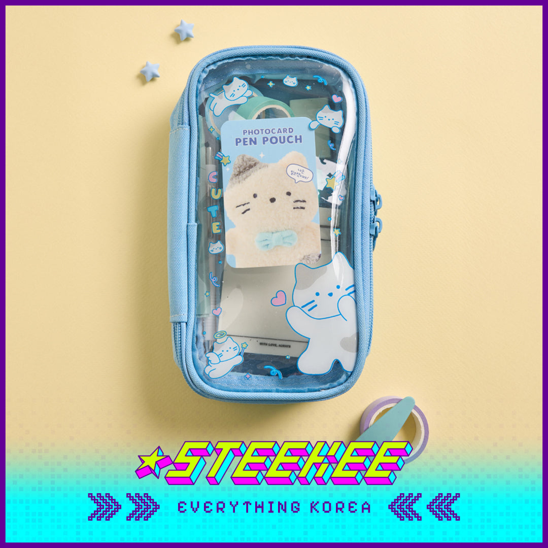 BUTTER SHOP Pastel Color Large Capacity Transparent Photo Card Pencil Case Stationary by Steekee Korea 4342