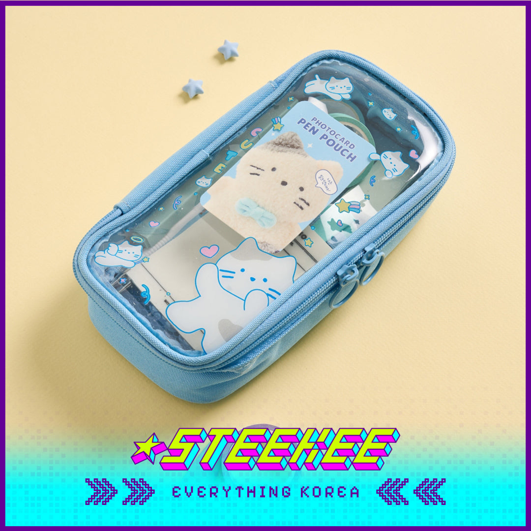 BUTTER SHOP Pastel Color Large Capacity Transparent Photo Card Pencil Case Stationary by Steekee Korea 4342