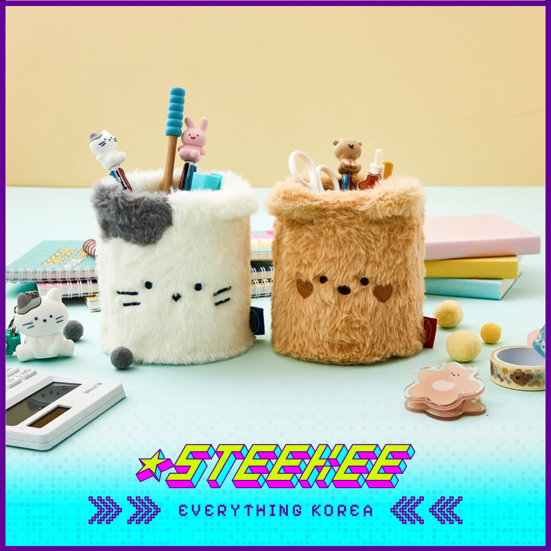 BUTTER SHOP Cute Butter Bear Milk Cat Plush Fluffy Pen Holder Stationary by Steekee Korea 4344