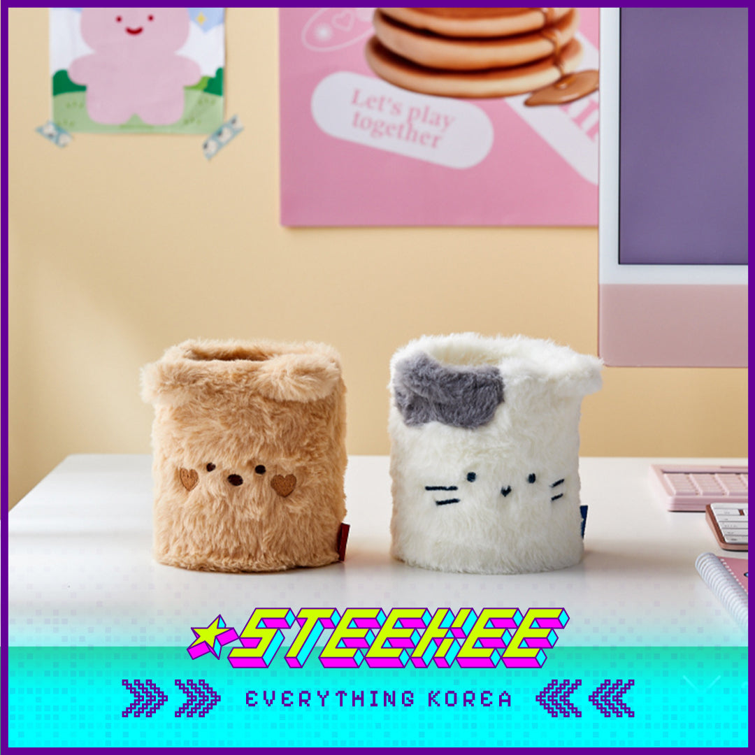 BUTTER SHOP Cute Butter Bear Milk Cat Plush Fluffy Pen Holder Stationary by Steekee Korea 4344