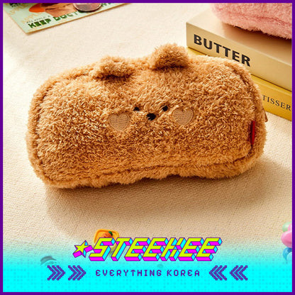 BUTTER SHOP Butter Bear Cute Plush Large Capacity Pencil Case Stationery Storage Bag by Steekee Korea 4347
