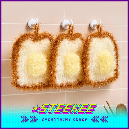 BUTTER SHOP Butter Family Handmade Clover Bread Shaped Rags Dish Cloths Scrubber Set of 3 by Steekee Korea 4350