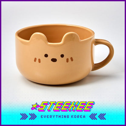 BUTTER SHOP Butter Family Milkcat Butter Bear Ceramic Breakfast Cereal Bowl Tableware with Handle by Steekee Korea 4352