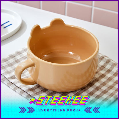 BUTTER SHOP Butter Family Milkcat Butter Bear Ceramic Breakfast Cereal Bowl Tableware with Handle by Steekee Korea 4352