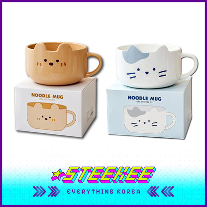 BUTTER SHOP Butter Family Milkcat Butter Bear Ceramic Breakfast Cereal Bowl Tableware with Handle by Steekee Korea 4352