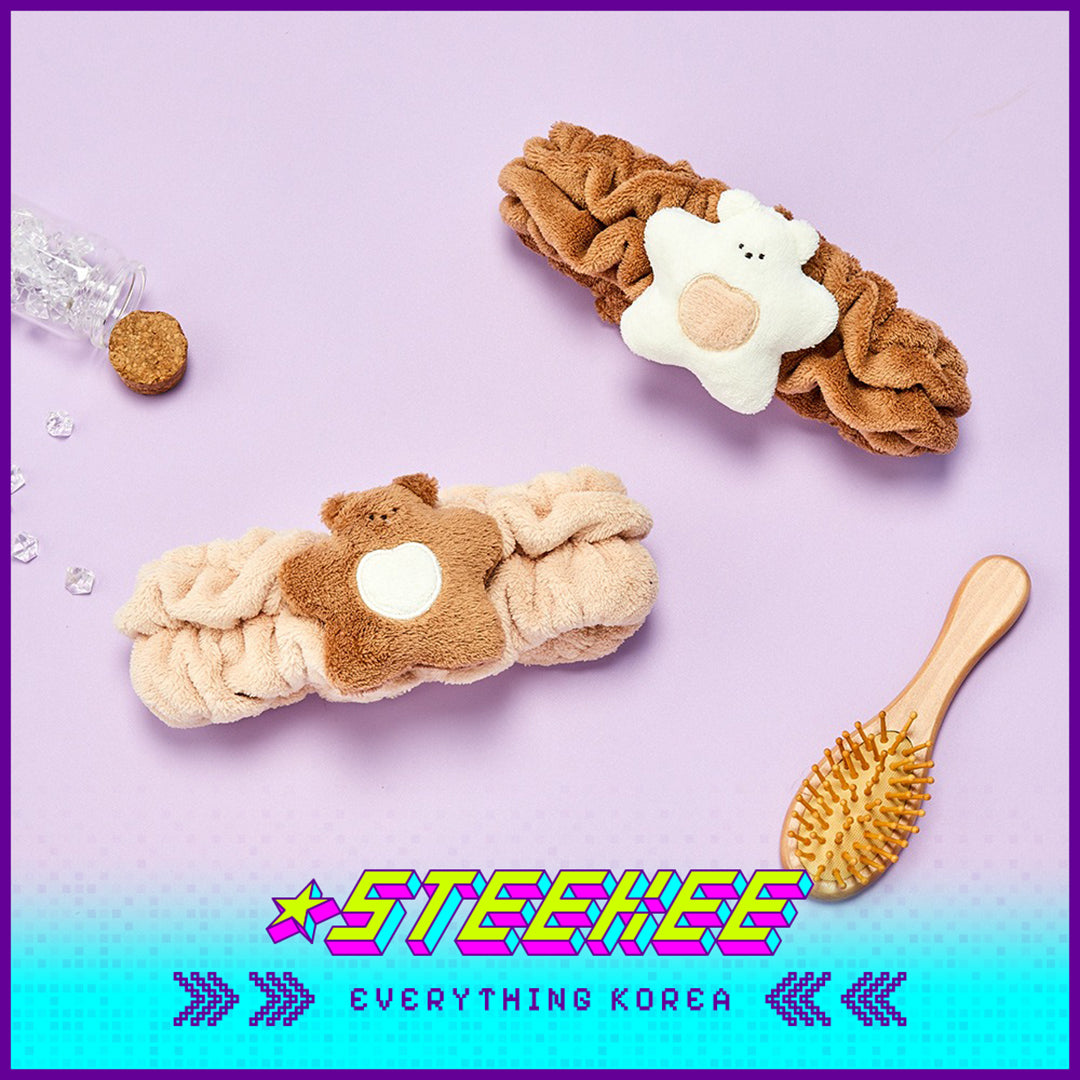 BUTTER SHOP Butter Bear Cute Couple Face Washing Makeup Hairband Set of 2 by Steekee Korea 4355