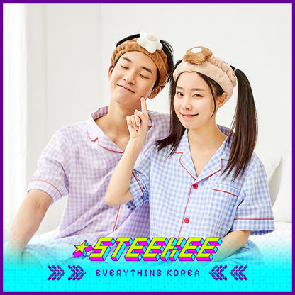 BUTTER SHOP Butter Bear Cute Couple Face Washing Makeup Hairband Set of 2 by Steekee Korea 4355