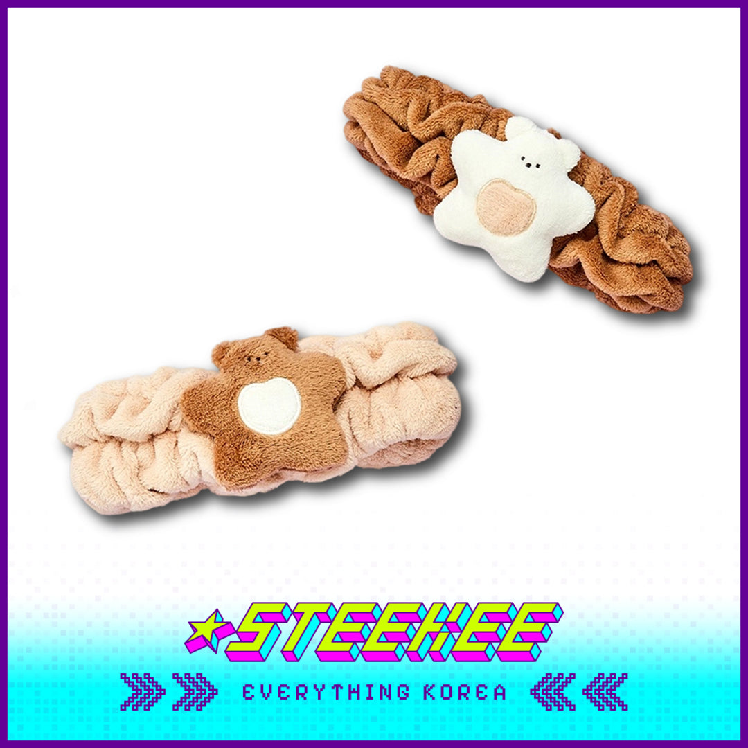 BUTTER SHOP Butter Bear Cute Couple Face Washing Makeup Hairband Set of 2 by Steekee Korea 4355