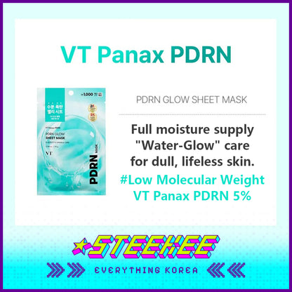Daiso VT PDRN Brightening Skin Rejuvenating Moisturizing Glow Sheet Mask 25g by Steekee Korea 4383