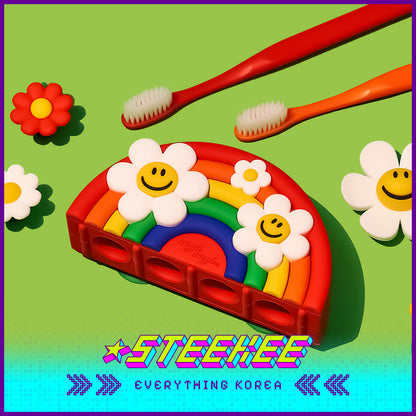Wiggle Wiggle Rainbow Smile Suction-Cup Toothbrush Holder by Steekee Korea 4402