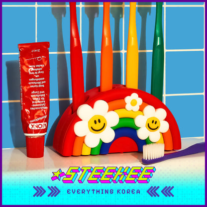 Wiggle Wiggle Rainbow Smile Suction-Cup Toothbrush Holder by Steekee Korea 4402