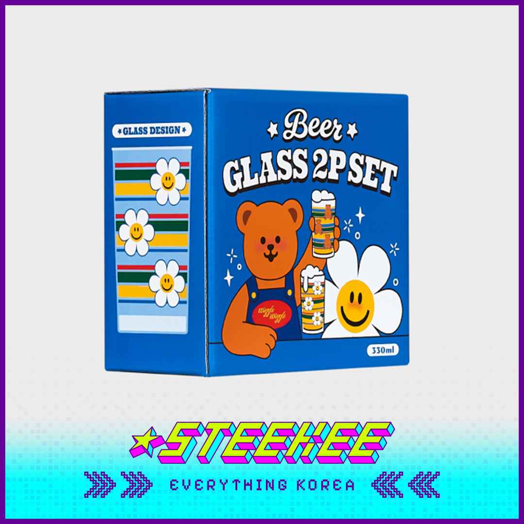 Wiggle Wiggle Retro Edition Glass Beer Cup Set of 2 by Steekee Korea 4418