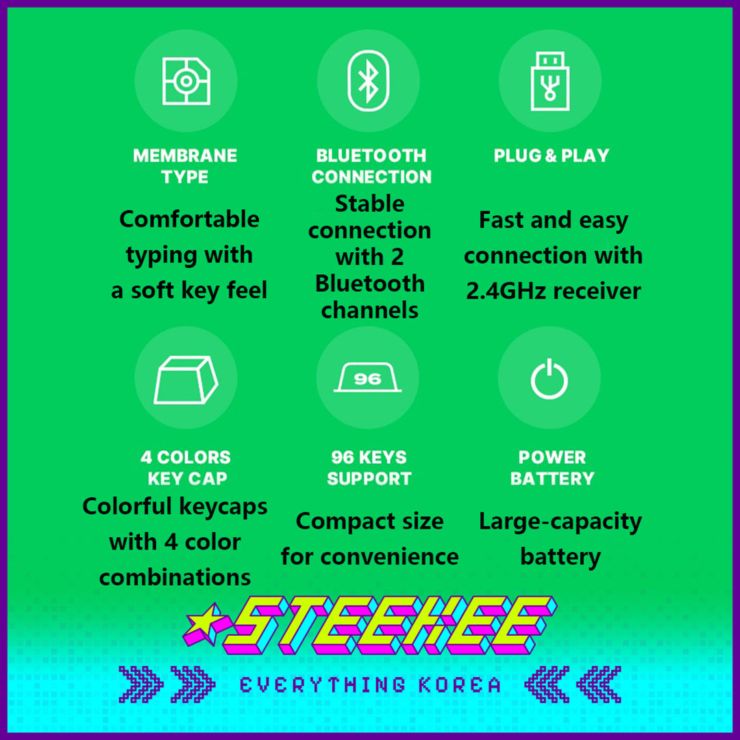 Wiggle Wiggle Contrast Color Wireless Bluetooth Keyboard by Steekee Korea 4422