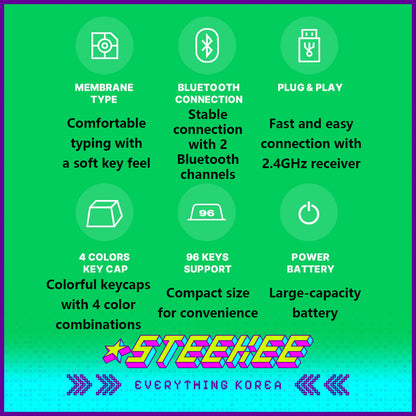 Wiggle Wiggle Contrast Color Wireless Bluetooth Keyboard by Steekee Korea 4422