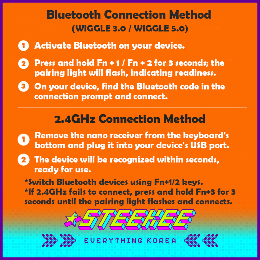 Wiggle Wiggle Contrast Color Wireless Bluetooth Keyboard by Steekee Korea 4422