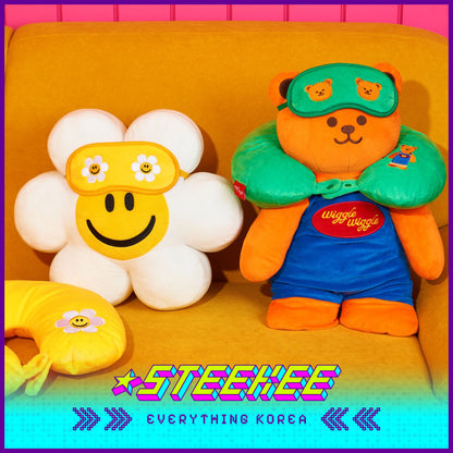 Wiggle Wiggle Travel Portable Neck Protection Nap Neck Pillow + Eye Mask Set of 2 by Steekee Korea 4429