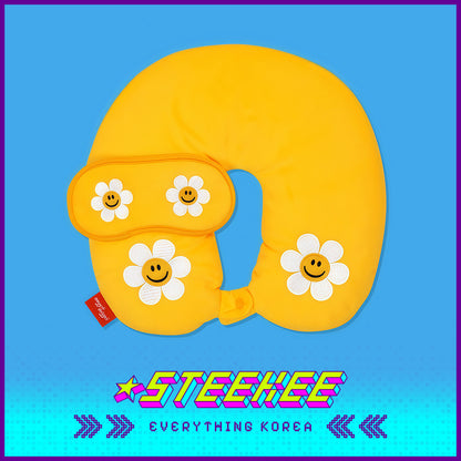Wiggle Wiggle Travel Portable Neck Protection Nap Neck Pillow + Eye Mask Set of 2 by Steekee Korea 4429
