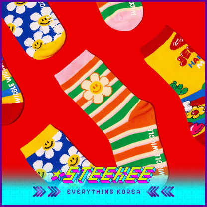 WIGGLE WIGGLE Boneless Socks Long Socks Warm Children's Socks Set of 3 by Steekee Korean 4431