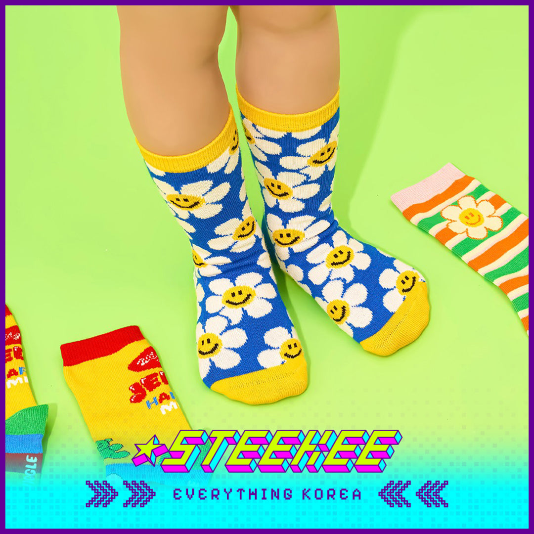 WIGGLE WIGGLE Boneless Socks Long Socks Warm Children's Socks Set of 3 by Steekee Korean 4431