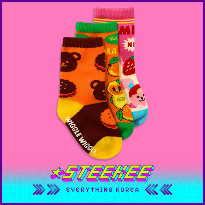 WIGGLE WIGGLE Boneless Socks Long Socks Warm Children's Socks Set of 3 by Steekee Korean 4431