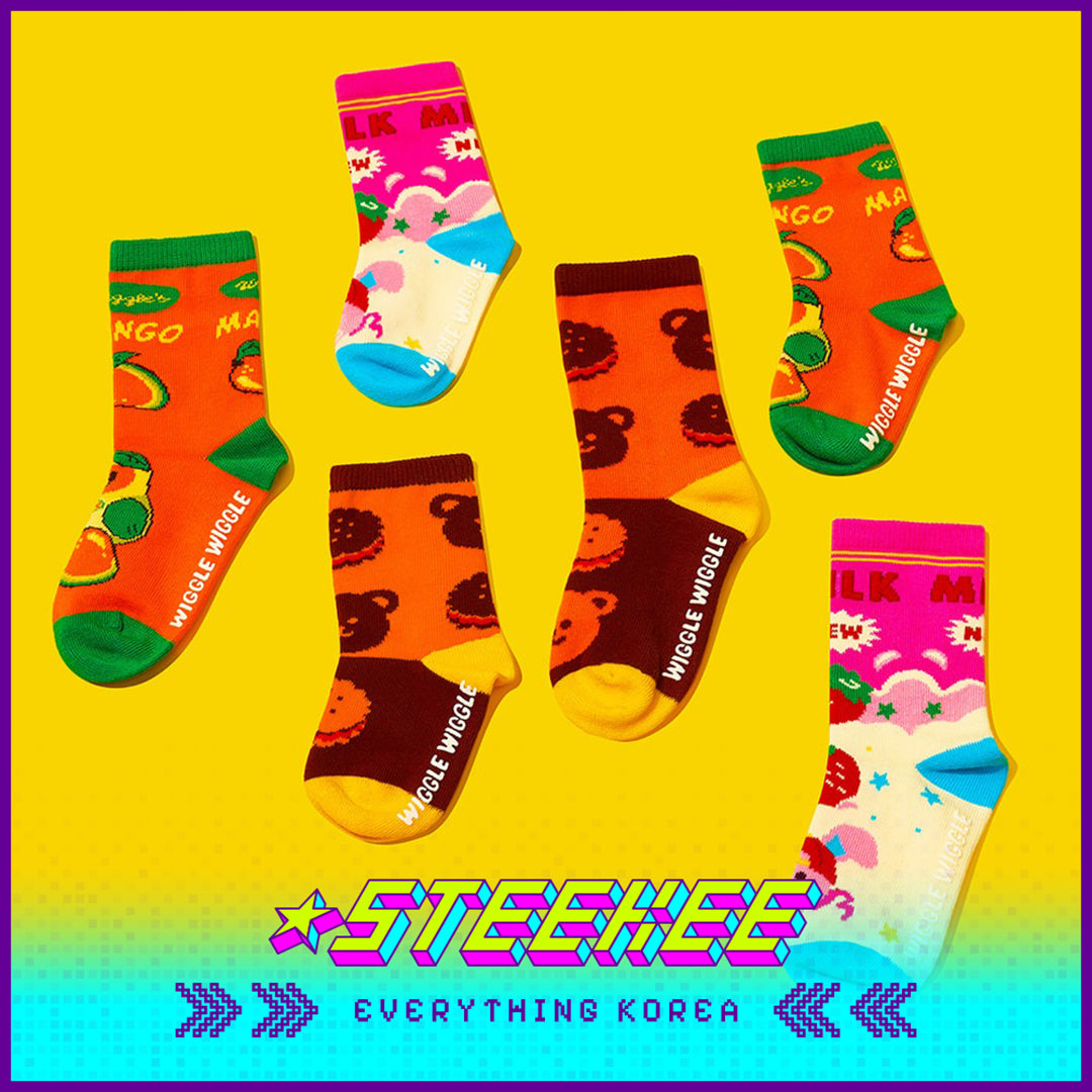 WIGGLE WIGGLE Boneless Socks Long Socks Warm Children's Socks Set of 3 by Steekee Korean 4431