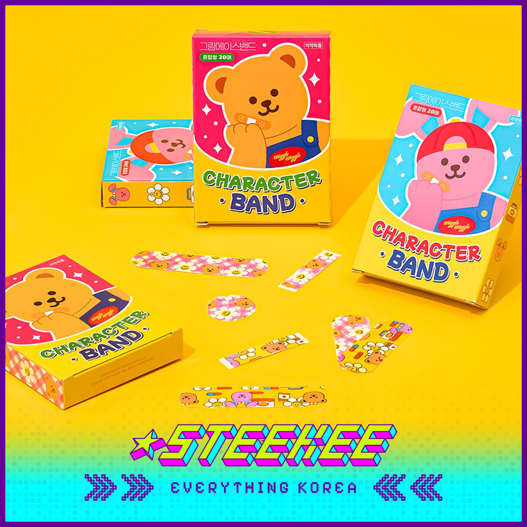 Wiggle Wiggle Cartoon Bear Daisy Rainbow Bunny Hemostatic Patch Band-Aid by Steekee Korea 4433